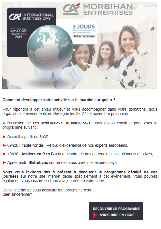 Invitation du Crédit Agricole pour les entreprises