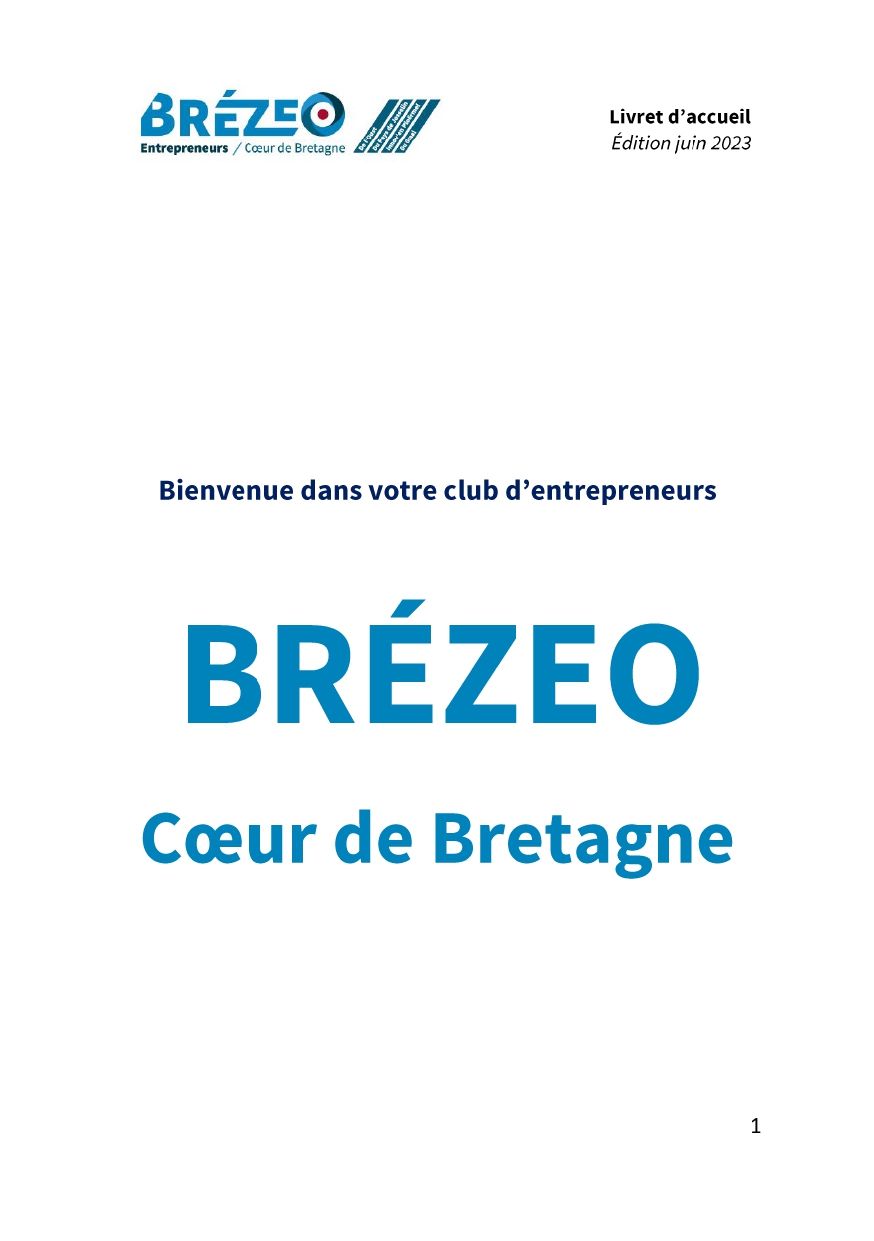 Nouveau : un livret d’accueil pour les membres de BRÉZEO